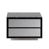 Modrest Concord Modern Black Marble & Black Ash & Aluminum Nightstand Model VGVC-N2301